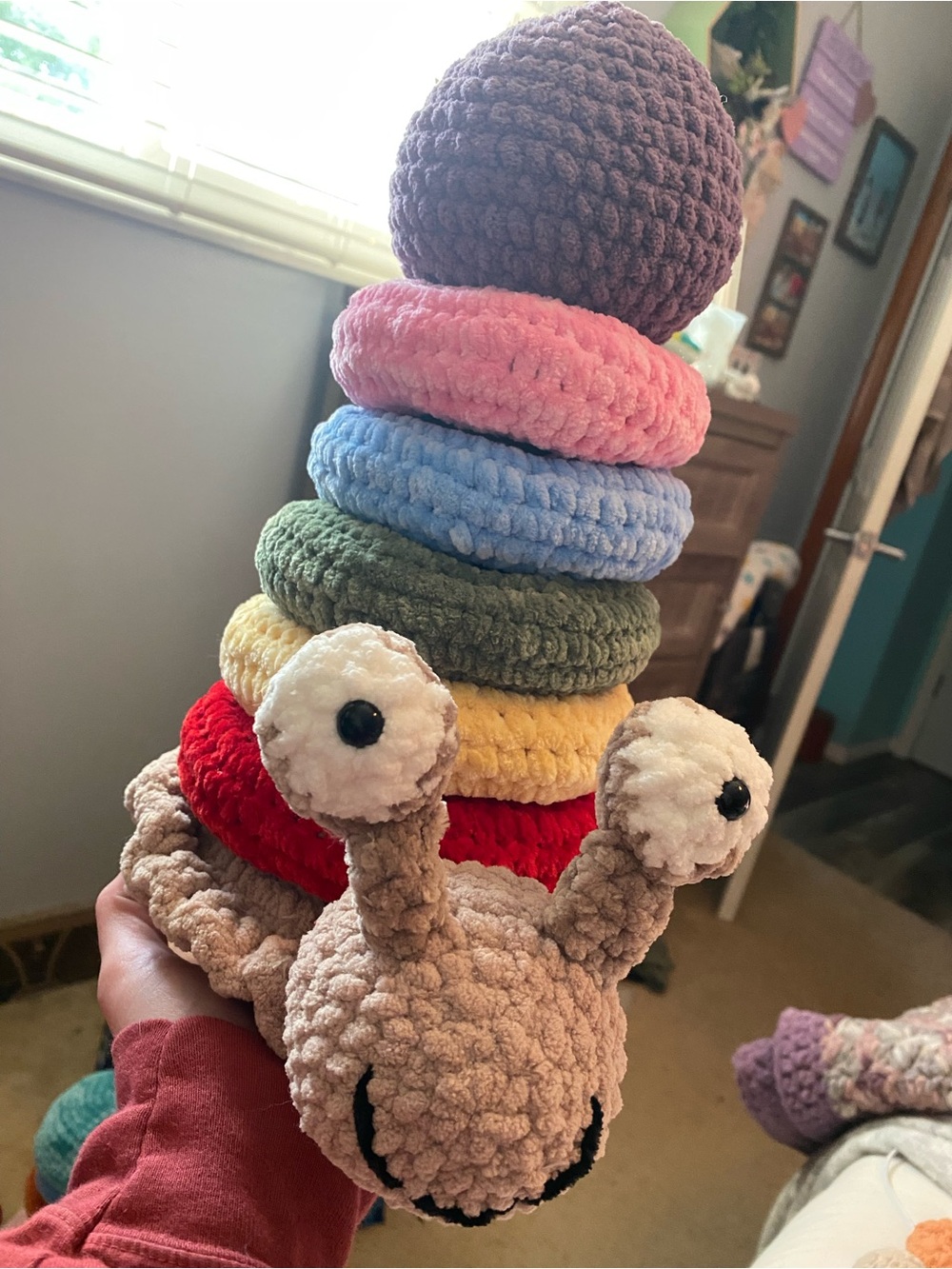 Customizable Plush Stacking Toy - Multicolor Soft Crochet Rings